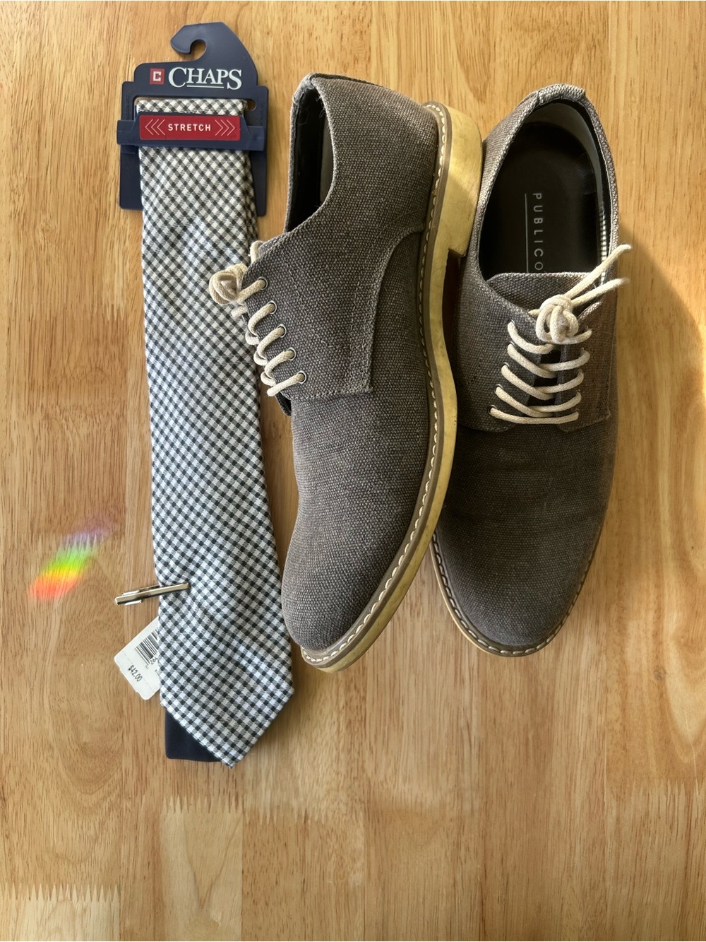 Grey Oxfords 8.5 & Tie Combo!